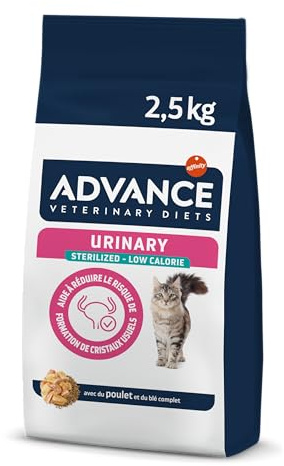 Advance Veterinary Diets Urinary Low Calorie, Pienso para Gatos para el Control del peso y protección de las vías urinarias, 2,5kg
