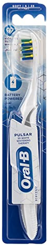 Oral-B Pulsar Spazzolino da denti manuale 3D bianco sbiancante terapia con alimentazione a batteria, colori assortiti