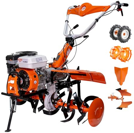RURIS Power for Nature Motoculteur Thermique Professionnel 753FR, 7 CV, 212 CC, Largeur de Travail 99-101 cm, Buttoir, Roues 4.00-10, Roues Métalliques 400, Charrue Réversible