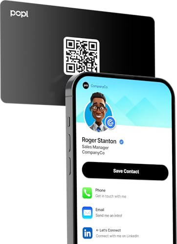 Authentic Patented Popl Card™ (Avoid Fake Knockoffs) - Smart NFC Networking Card - Simply Tap to Exchange Contact Info, Capture Leads, & Manage Contacts (Black)