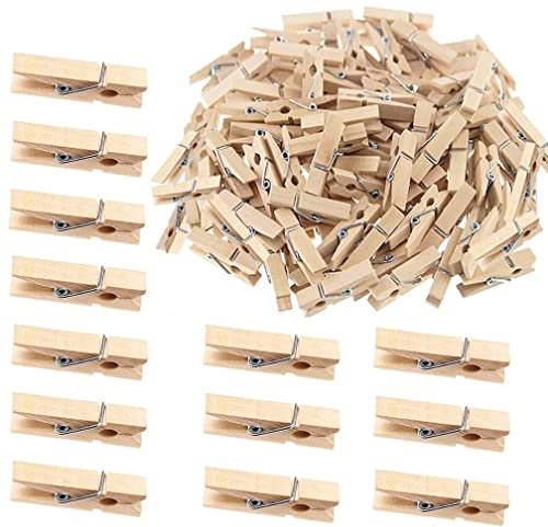 KOMUNJ 100 mini pinzas para la ropa, pinzas de madera de madera auténtica, mini pinzas para la ropa pequeñas