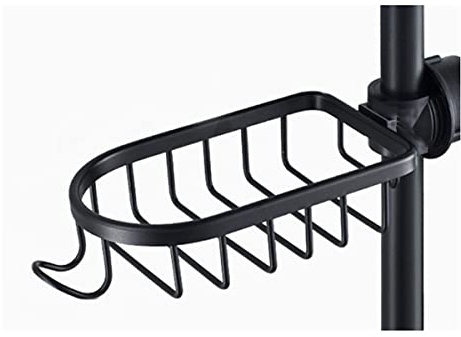 ZELNF Stainless Steel Soap Plates Convenient Clip-on Soap Tray Dish Adjustable Shower Rail Slide,Bathroom Kitchen Holder (Color : Black)