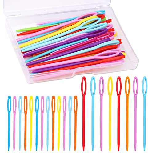 SUVSOON 50PCS Plastic Sewing Needles (7cm/9cm), Plastic Needles for Yarn and Craft Large Eye Sewing Yarn Needles for Embroidery Needles for DIY Sewing Handmade Crafts