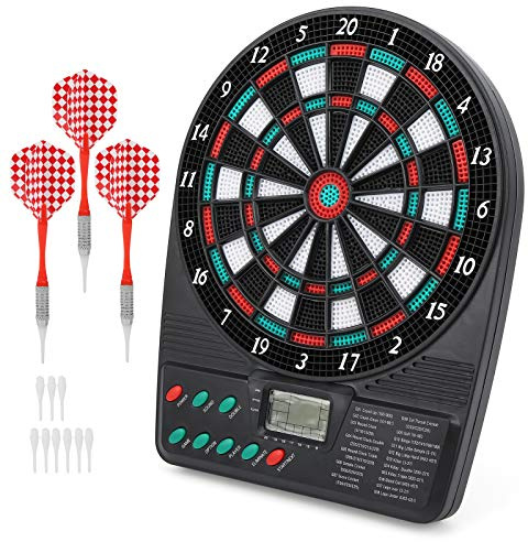 Syrisora Cible de fléchettes avec valeur automatique, fléchettes électroniques, jeu de fléchettes électronique, écran LCD avec évaluation automatique