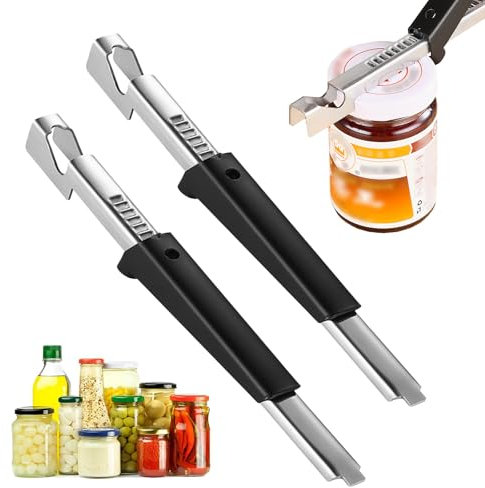 Apriscatole Manuale Regolabile,2 Pezzi Multifunzione Apri Barattolo per Cucina,Universale Opener Barattolo,Apriscatole per Anziani,per Cucina,Ristorante,Anziani,Donne,Bambino,Artrite.