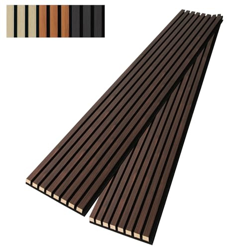 Art3dwallpanels Wood Slat Wall Panel, 108'' x 13'' Wood Panels for Wall 2 Pack 3D Soundproof Wall Panels, Large Acoustic Panels for Interior Ceiling and Wall Decor Noise Reduction,Walnut