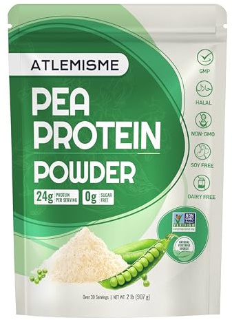 Pea Protein Powder (907g) - 80% Protein (24g/Serving), Unflavoured Vegan Protein Powders for Muscle Growth & Recovery, 30 Servings, Halal, Non-GMO, Sugar/Dairy/Soy/Gluten-Free, Gym & Senior-Friendly