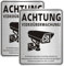 WUSJCOF 2 Piezas Cartel de Videovigilancia Propiedad Privada Aluminio Advertencia de Cámara de Seguridad para Cámara de Vigilancia o Cámara Falsa (15x12cm)