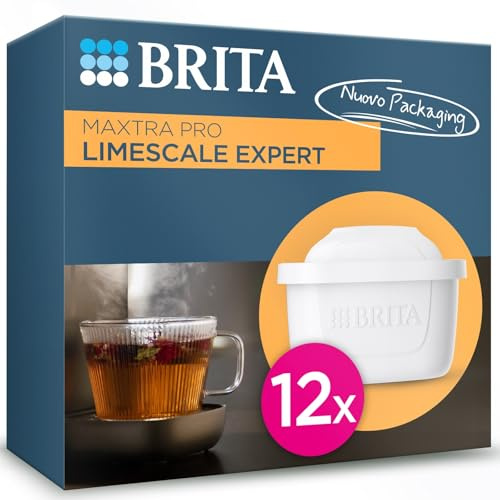 BRITA Cartouche Filtre à eau MAXTRA PRO Expert anti-tartre Pack de 12 - Filtre à eau carafe filtrante - Réduction renforcée du tartre/calcaire - Révèle les saveurs de vos boissons chaudes*