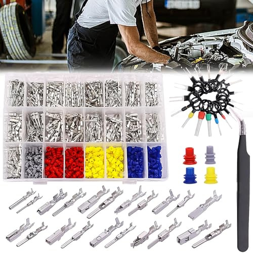 CHSG 755PCS Automotive Wire Terminals, Juego de pasadores de conexión, pasador de sujeción, automóvil, eléctrico, 1/1.5/1.8/2.2/2.8/3.5 mm, macho y hembra, juntas de alambre, conector de 21 tipos