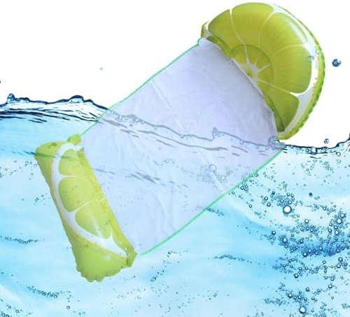 Schwimmbad Luftmatratzen - Aufblasbarer Wassersitz Mit Kopfstütze - Tragbar Mit Kopfstütze, Frucht-Design & Robust Für Wasserspaß