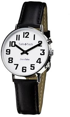DianaTalks Prime Large. Ett talande armbandsur från Talk Tech. Utvecklad och designad i Sverige. Varje klocka innehåller 10 valbara språk. Välj mellan digital eller analog tidsåtergivning.