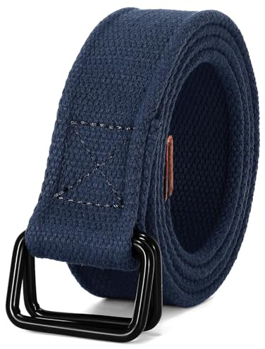 VONMELLI Cintura Canvas in Tela Web Cintura Uomo Casual Panno Cinture per Uomo Donna con Fibbia a Doppio Anello Blu XL