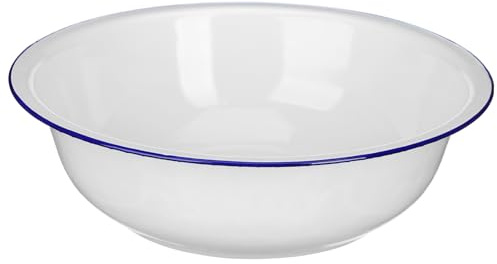 TOBBOMEY Lavabo Grande de Esmalte de 34 Cm, Cuenco Vintage para Mezclar y Lavar, Cuenco Esmaltado Multifuncional para Cocina y Lavado Doméstico, Recipiente Resistente y Fácil