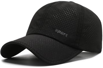 Aisprts Men's Baseball Cap Breathable Sports Cap with Wide Curved Brim UV Protection Hat for Running, Cycling, and Outdoor Activities, Black