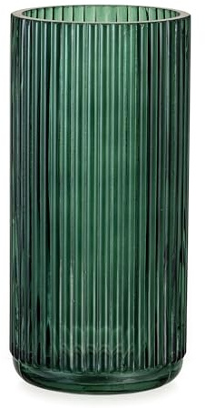 Jarrón verde de cristal para flores: jarrón grande Hewory de 20 cm, jarrón acanalado para sala de estar, jarrones de cristal altos para decoración, centro de mesa, decoración del hogar