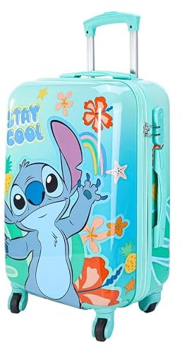 Kids Hard Shell Stitch Trolley Suitcase 57 x 39 x 22cm | Lightweight Children's Travel Luggage Case | Durable Cabin Style Rolling Suitcase | 10kg Capacity Travel Bag for Boys & Girls