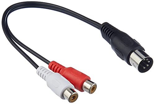 goobay DIN auf Cinch Adapter Kabel, 5-Pin DIN Stecker 180° auf 2x Cinch Buchse, für Hi-Fi Anlagen von Bang & Olufsen, Naim, RFT, 0.2m - 50002