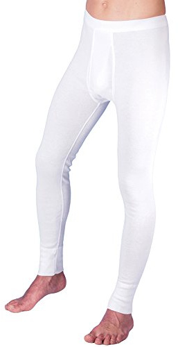 HERMKO 3540 caleçons Longs pour Homme Long Johns (Autres Couleurs), en 100% Coton Biologique, Taille:3 (M), Couleur:Blanc