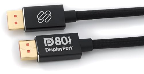 Sewell DisplayPort 2.1 Cable DP80 Certified UHBR20 80Gbps, 6.5ft (2m), 8K@240Hz, 10K 4K HDR, Braided Tangle-Resistant DisplayPort Cable for Gaming Monitors & GPUs