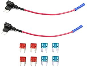 KOLACEN Automobile Add-a-Circuit Adaptateur TAP 2 Pièces 16 AWG Mini Fusible + 8 Pièces Mini 10Apm 15Apm