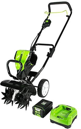 Greenworks Pro 80V 10 inch Cultivator with 2Ah Battery and Charger, TL80L210, Black And Green