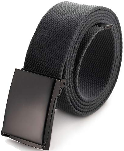 Mile High Life Ceinture en Toile Ajustable Boucle de Ceinture Militaire Noire à Dent pour Hommes (132CM,Gris Foncé)