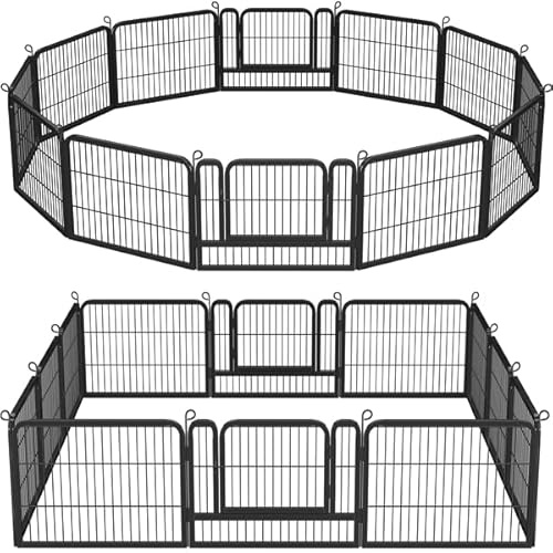 Yaheetech Parc Chien 12 Panneaux 60 cm H Enclos pour Chien/Chiot/Lapin/Canard/Animaux de Compagnie avec 2 Portes