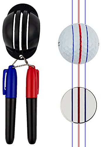 59Golf - Golfball-Dreifachspurmarkierer + permanente Marker (rote und Blaue + pokerchip)