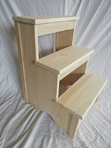 LA IBERICA Escalera de Madera 3 peldaños. Madera al Natural