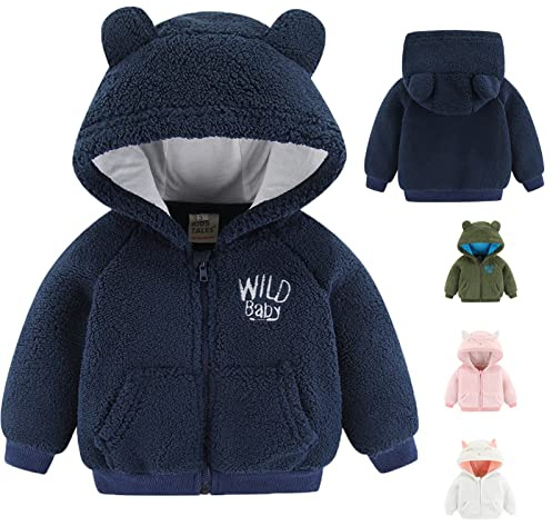 Bébé garçons filles dessin animé polaire veste à capuche manteau avec oreilles chaud vêtements d'extérieur manteau Zip Up manteau