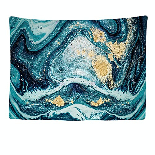 Ulticool - Appeso a Parete Decorazione - Marble Art - Marmo Arte - 200 x 150 cm Grande Murale Manifesto - Accessori Casa Soggiorno Camera da Letto Soffitto - Blu Oro