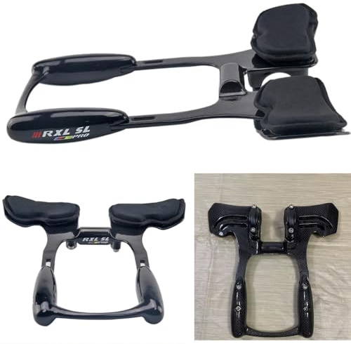 RXL SL Carbon Fiber Triathlon Bicycle Extender 31.8mm Adjustable Triathlon TT Arm Rest Handlebar Aerobars 240-255mm 3K Glossy Carbon Aero Bars Black Bar Ends Aero TT Bar aero Handlebars