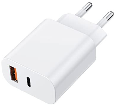 MEROM 30W Cargador USB A y C Dual Port Fuente de Alimentación QC3.0 PD para i Phone 16 15 14 13 12 Pro MAX Plus 11 8 X XR Huawei Xiaomi Samsung Galaxy S22 S21 iOS Android Adaptador Universal