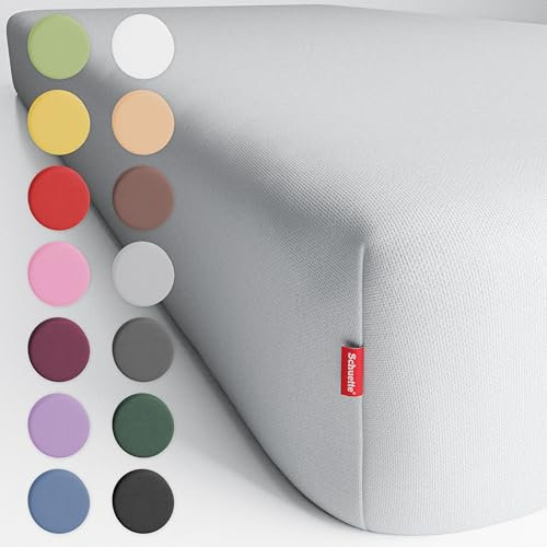 Schuette® Spannbettlaken • 90x200 cm • Wow! Kollektion: Graceful Grayce (Hellgrau) • 100% Superfluff Baumwolle, Blickdicht, Faltenfrei • mit Rundumgummi • Matratzenhöhe bis 20 cm