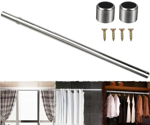 Kleiderstange Schrank Ausziehbar 56-102cm Bis 60KG, Teleskop Edelstahl Garderobenstange Für Kleiderschrank, Wand- Und Deckenmontage