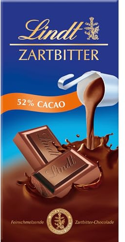 Lindt Schokolade | Zartbitter Tafel | 100g | feinschmelzende Zartbitter-Schokolade mit 52% Kakaoanteil | Schokoladen-Tafel