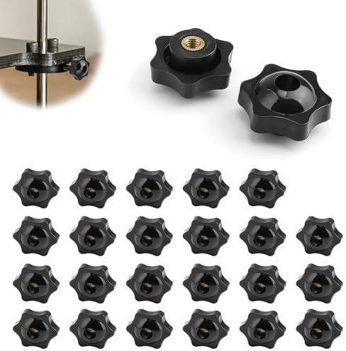 0XBIT Étoile Ecrou Papillon, 25 Pièces M6 Bouton Moleté Ecrou, Noir Bouton de Serrage, Adapté aux Équipements Mécaniques, Meubles, Équipements de Fitness, Équipements Électroniques