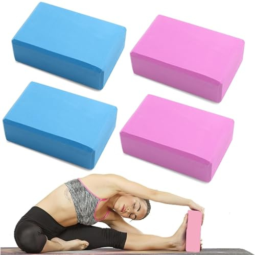 GENERIC - Blocchi Yoga (4 Pezzi) in Schiuma EVA ad Alta Densità, Mattoncini Yoga per Ginnastica Ritmica, Supporto per Allineamento e Stabilità, Colori Disponibili: Blu, Rosa, Verde