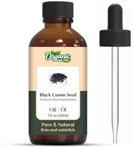 Ekologisk Zing Black Cumin Seed (Nigella sativa) olja | Ren & naturlig transportolja för skincare, hårvård och massage – 30 ml/1,01 ml oz