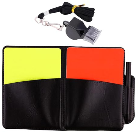 Zxpjkyu Set di Cartellini per Arbitri di Calcio, Cartellini di Avvertimento, Attrezzatura Professionale per Arbitri per P, con Il Fischio del Libro