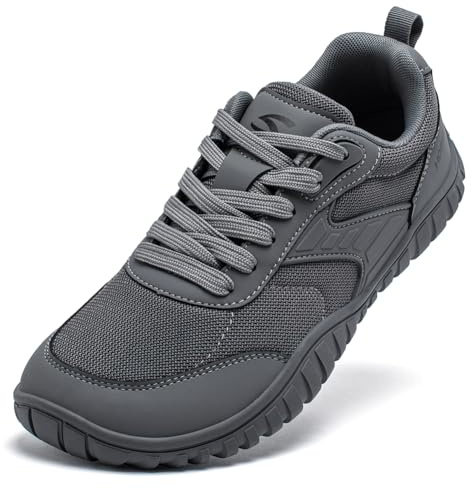 HOBIBEAR Barefoot Shoes Mens Womens Minimalist Training Running Sneakers with Wide Toe Box Zero Drop Sole Lightweight Comfortable Grey