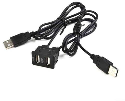 Dual USB Extension Cable with Flush Mount Design Ideal for Car Stereos and Marine Devices