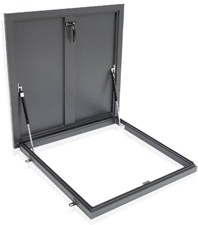 Roof Hatch, Commercial Roof Access Hatch Cover Plate, Aluminum Frame Galvanized Sheet, Hydraulic Support Rod, Roof Safety Door with Switch Type Handle, Suitable for Home Industry (60cm)