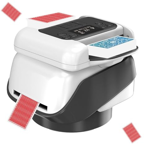 Barajador y Repartidor Automático de Cartas, 2 in 1 Repartidor de Cartas Automático Giratorio, Giro 360° para 1–8 Jugadores para Juegos como póquer, UNO, Blackjack, Texas Hold'em