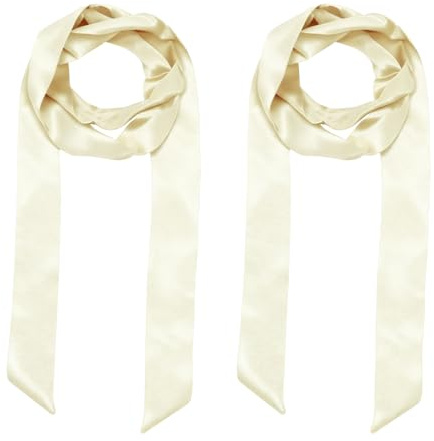 YELARXI Solid Long Neckerchief, Stylish Ribbon Skinny Pure Neck Scarf Silk Necktie Ribbon Women Headband Tie
