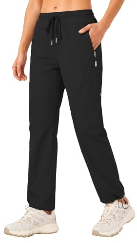 Rapbin Women's Walking Hiking Cargo Trousers Lightweight Quick Dry Water Resistant Casual Work Outdoor Pants with Zip Pockets
