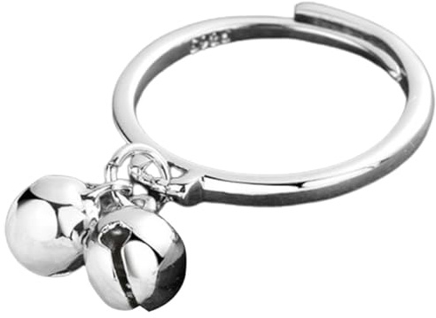 Mikikit Anello Dito Regolabile con Doppio Campanello in Metallo Design Creativo e Versatile per Donna