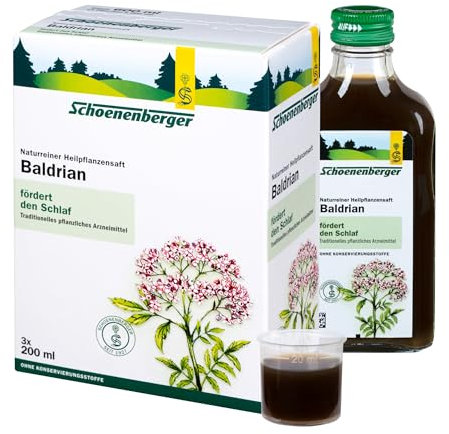 Schoenenberger - Baldrian naturreiner Heilpflanzensaft - 3x 200 ml (600 ml) Glasflaschen - zur Besserung des Befindens bei nervlicher Belastung - freiverkäufliches Arzneimittel