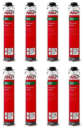 622 ALFA - Colle mousse adhésive monocomposant, plaques périmétriques, 4 pièces, 750ml, pour pistolet